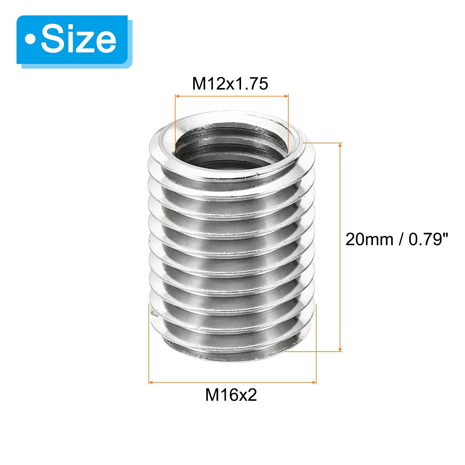 Thread Adapters Sleeve Reducing Nut, 4 Pcs M16x2 Male to M12x1.75 ...