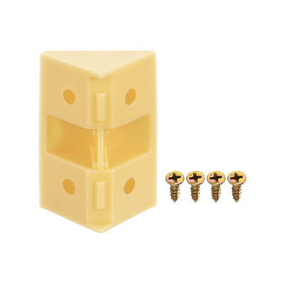 Harfington Uxcell 10Pcs 90 Degree Plastic Corner Braces with Cover Cap, 41x19x19mm Nylon Shelf Right Angle Brackets with Screws for Cabinets, Cupboards (Dark Yellow)