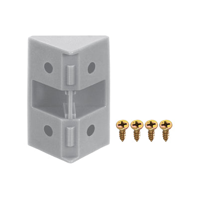 Harfington Uxcell 10Pcs 90 Degree Plastic Corner Braces with Cover Cap, 41x19x19mm Nylon Shelf Right Angle Brackets with Screws for Cabinets, Cupboards (Grey)