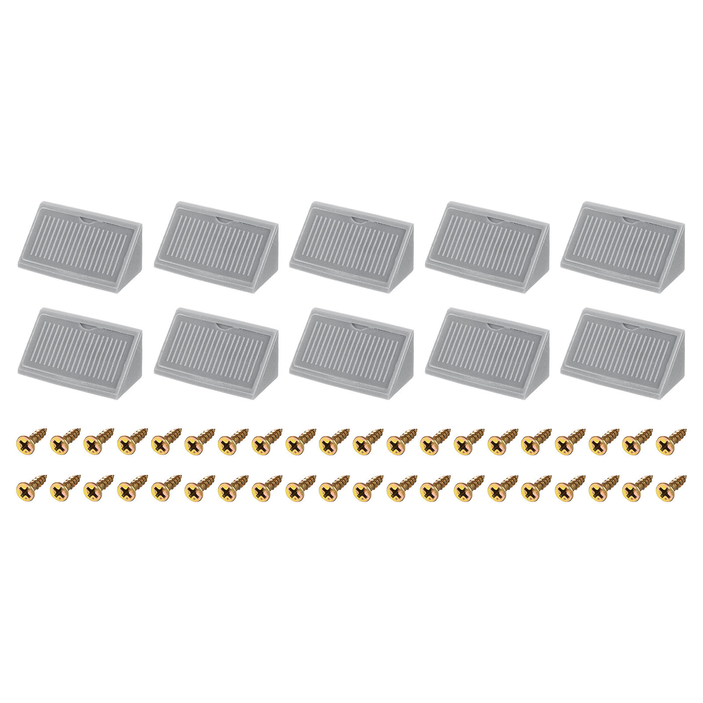 uxcell Uxcell 10Pcs 90 Degree Plastic Corner Braces with Cover Cap, 41x19x19mm Nylon Shelf Right Angle Brackets with Screws for Cabinets, Cupboards (Grey)