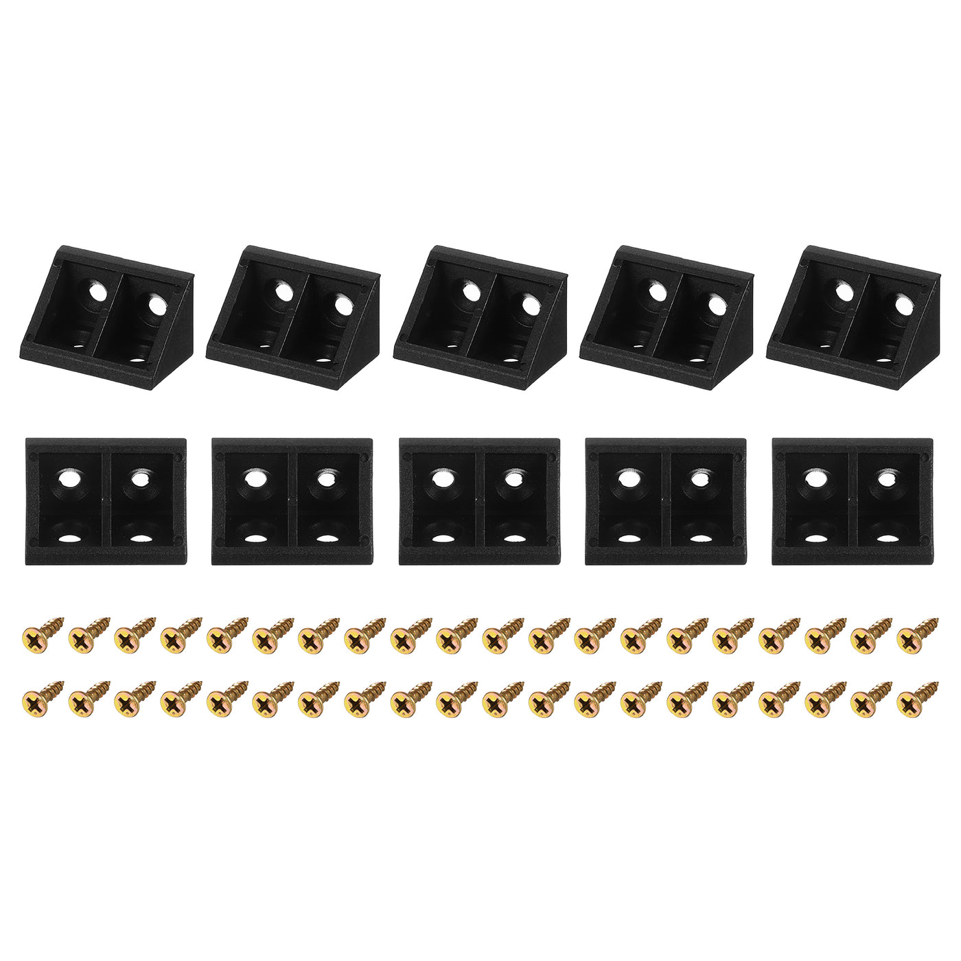 uxcell Uxcell 10Pcs 90 Degree Plastic Corner Braces, 33x19x19mm Nylon Shelf Right Angle Brackets with Screws for Cabinets, Cupboards (Black)