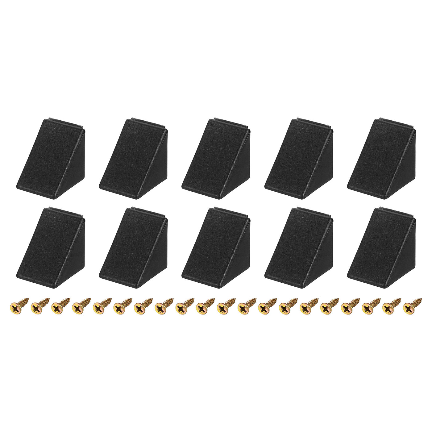 uxcell Uxcell 10Pcs 90 Degree Plastic Corner Braces with Cover Cap, 17.2x21x21mm Nylon Shelf Right Angle Brackets with Screws for Cabinets, Cupboards (Black)