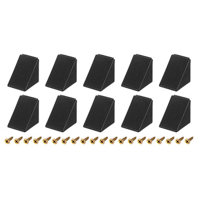 Harfington Uxcell 10Pcs 90 Degree Plastic Corner Braces with Cover Cap, 17.2x21x21mm Nylon Shelf Right Angle Brackets with Screws for Cabinets, Cupboards (Black)