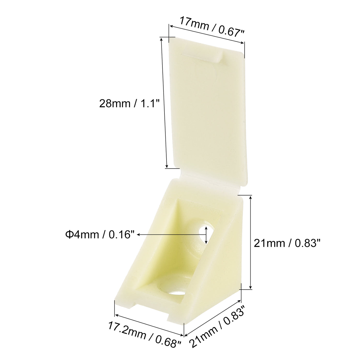 uxcell Uxcell 50Pcs 90 Degree Plastic Corner Braces with Cover Cap, 17.2x21x21mm Nylon Shelf Right Angle Brackets with Screws for Cabinets, Cupboards (Beige Yellow)