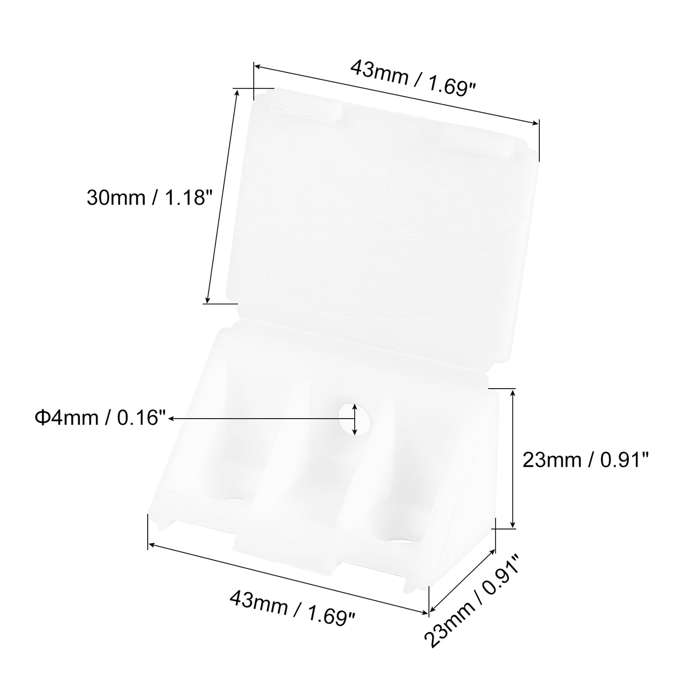 uxcell Uxcell 10Pcs 90 Degree Plastic Corner Braces with Cover Cap, 43x23x23mm Nylon Shelf Right Angle Brackets with Screws for Cabinets, Cupboards (White)