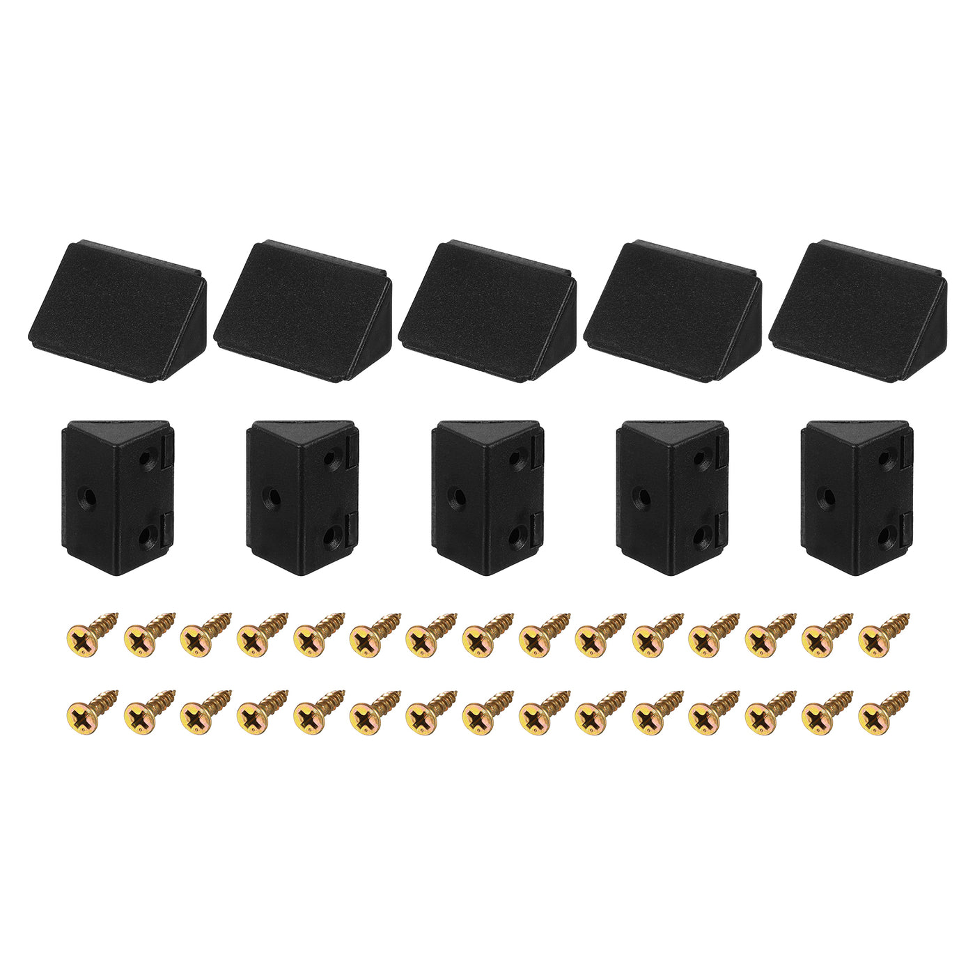 uxcell Uxcell 10Pcs 90 Degree Plastic Corner Braces with Cover Cap, 43x23x23mm Nylon Shelf Right Angle Brackets with Screws for Cabinets, Cupboards (Black)
