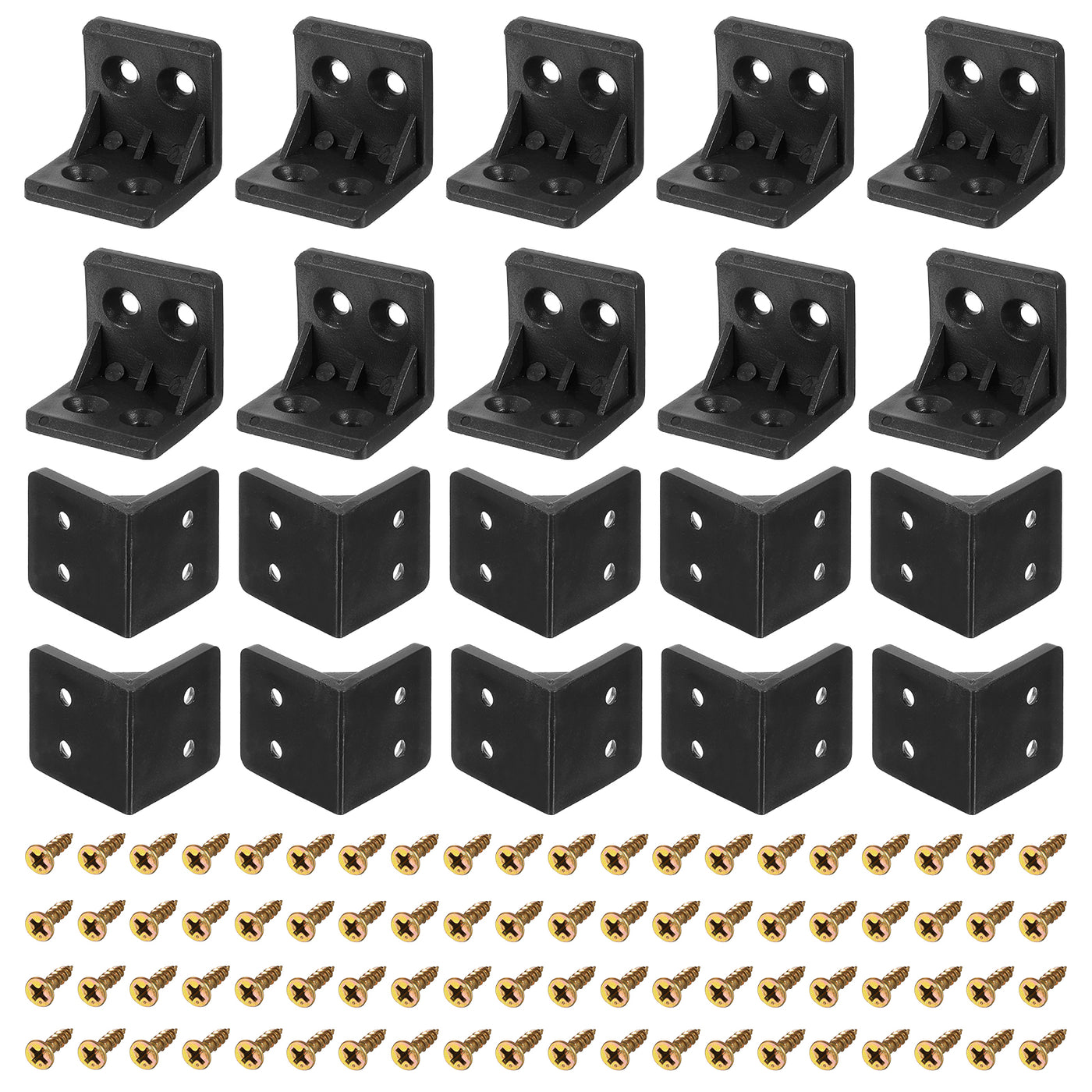 uxcell Uxcell 30Pcs 90 Degree Plastic Corner Braces, 27.3x27x27mm Nylon Shelf Right Angle Brackets with Screws for Cabinets, Cupboards (Black)