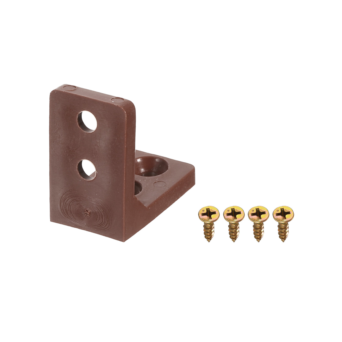 uxcell Uxcell 50Pcs 90 Degree Plastic Corner Braces, 16.5x27x27mm Nylon Shelf Right Angle Brackets with Screws for Cabinets, Cupboards (Brown)