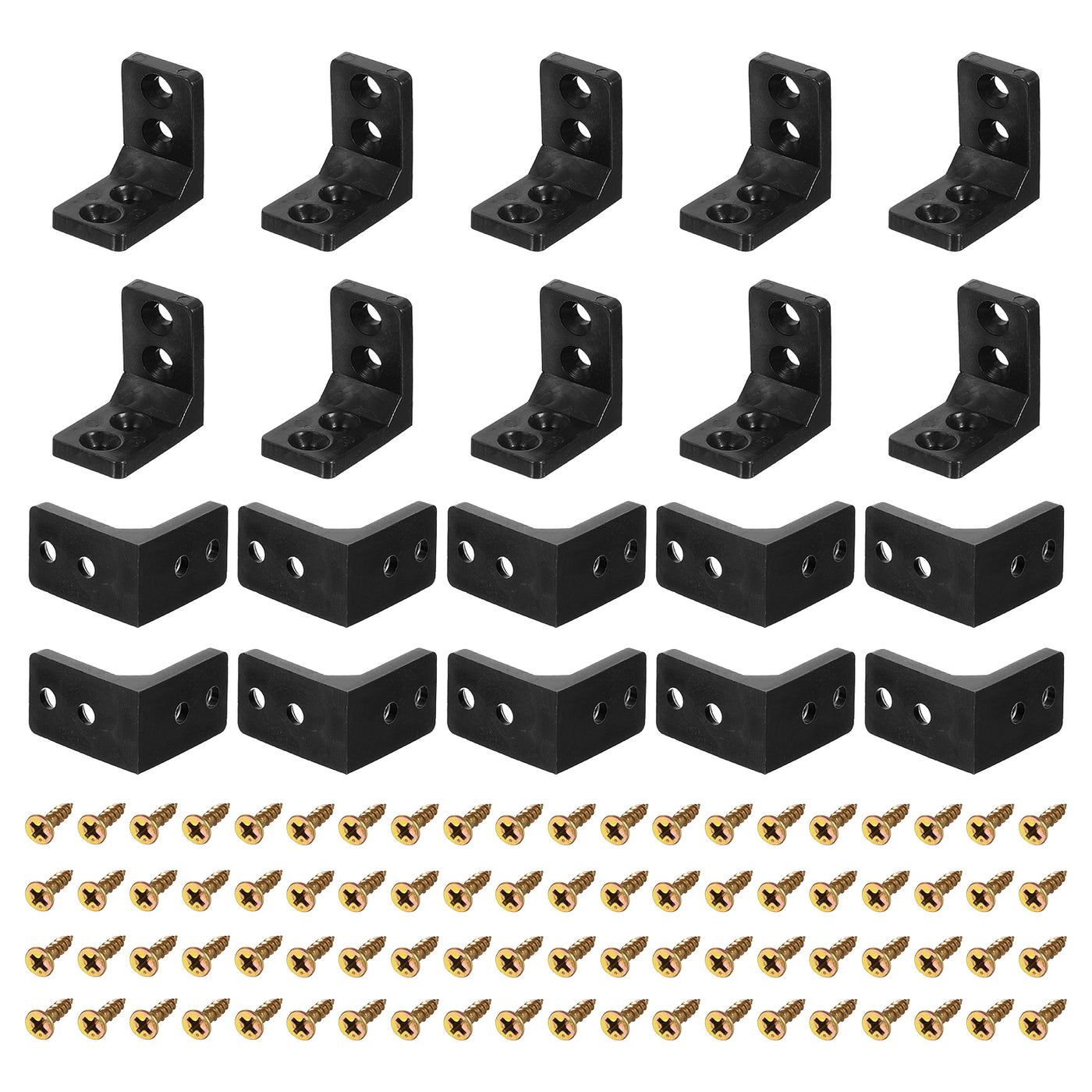 uxcell Uxcell 30Pcs 90 Degree Plastic Corner Braces, 16.5x27x27mm Nylon Shelf Right Angle Brackets with Screws for Cabinets, Cupboards (Black)