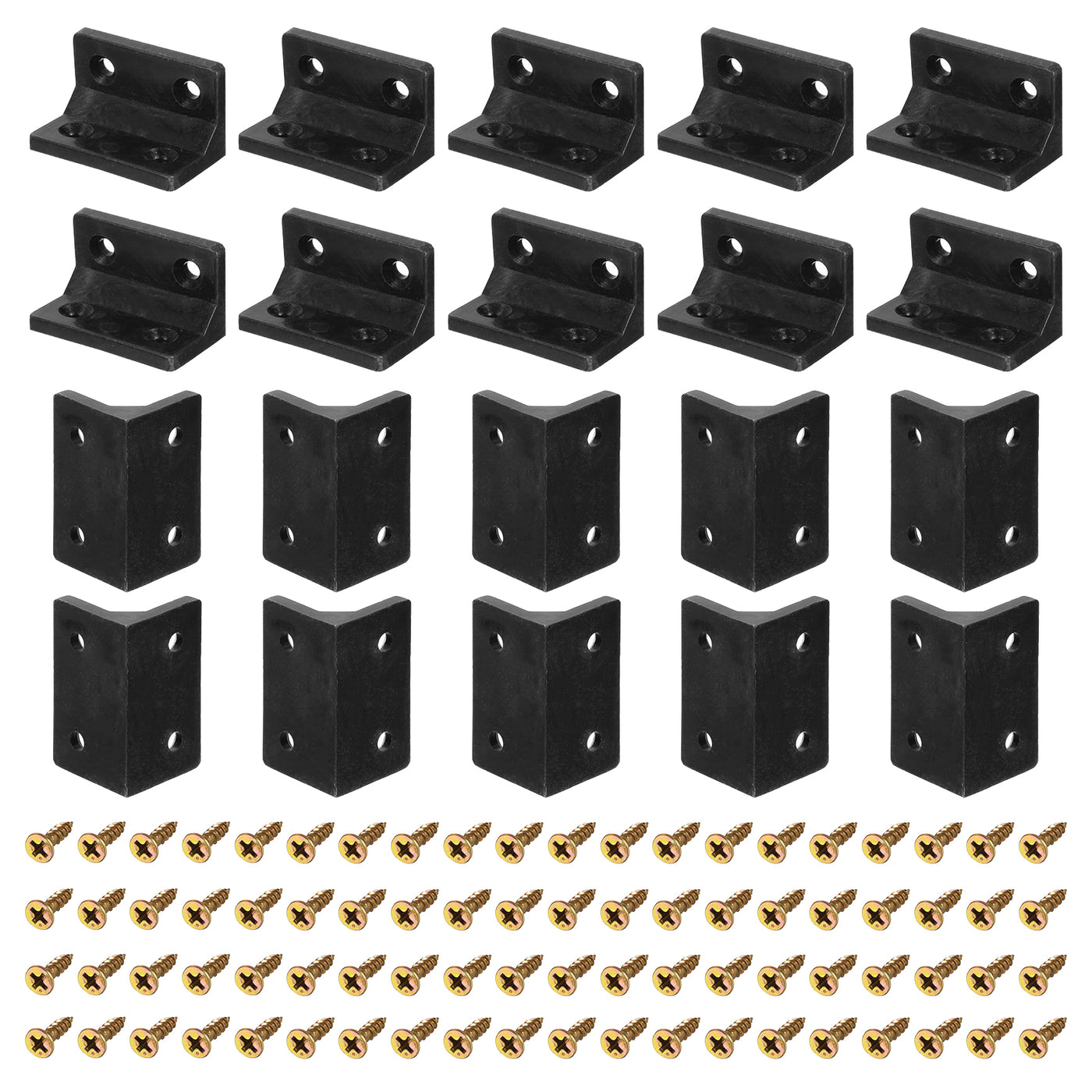 uxcell Uxcell 30Pcs 90 Degree Plastic Corner Braces, 38x22x22mm Nylon Shelf Right Angle Brackets with Screws for Cabinets, Cupboards (Black)