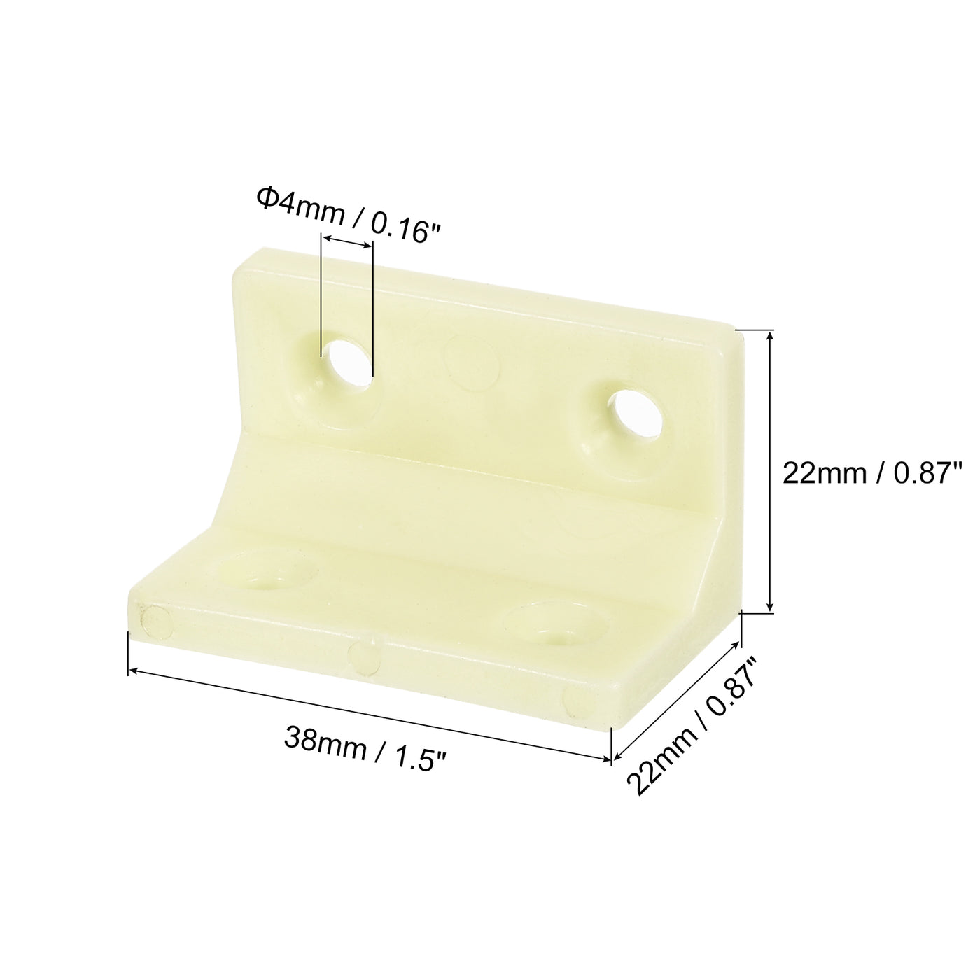uxcell Uxcell 50Pcs 90 Degree Plastic Corner Braces, 38x22x22mm Nylon Shelf Right Angle Brackets with Screws for Cabinets, Cupboards (Beige Yellow)