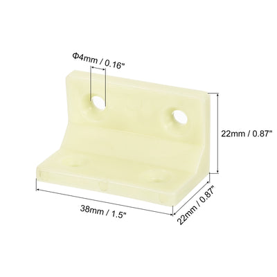 Harfington Uxcell 50Pcs 90 Degree Plastic Corner Braces, 38x22x22mm Nylon Shelf Right Angle Brackets with Screws for Cabinets, Cupboards (Beige Yellow)
