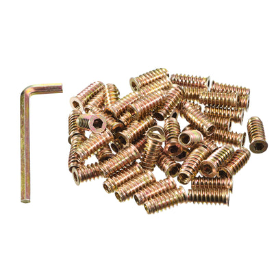 Harfington Uxcell Threaded Inserts Nuts, Threaded Inserts for Wood Furniture, Wood Insert Nuts with Hex Wrench