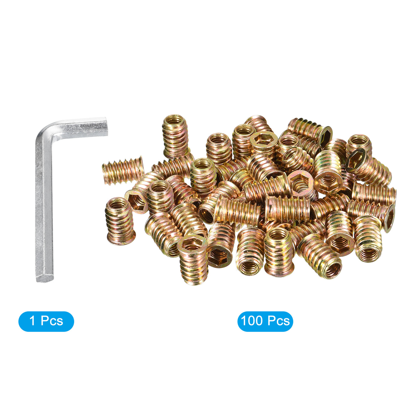 uxcell Uxcell Threaded Inserts Nuts, Threaded Inserts for Wood Furniture, Hex Socket Drive Wood Insert Nuts with Hex Wrench