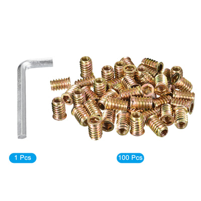 Harfington Uxcell Threaded Inserts Nuts, Threaded Inserts for Wood Furniture, Hex Socket Drive Wood Insert Nuts with Hex Wrench
