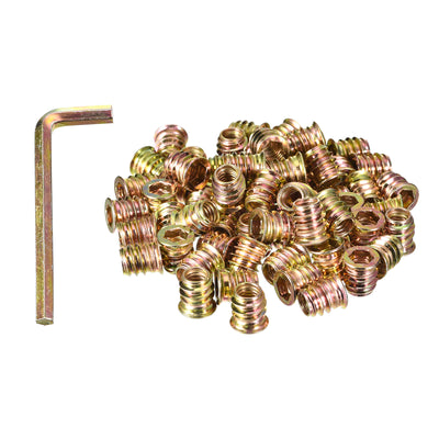 Harfington Uxcell Threaded Inserts Nuts Threaded Inserts for Wood Furniture, Wood Insert Nuts with Hex Wrench