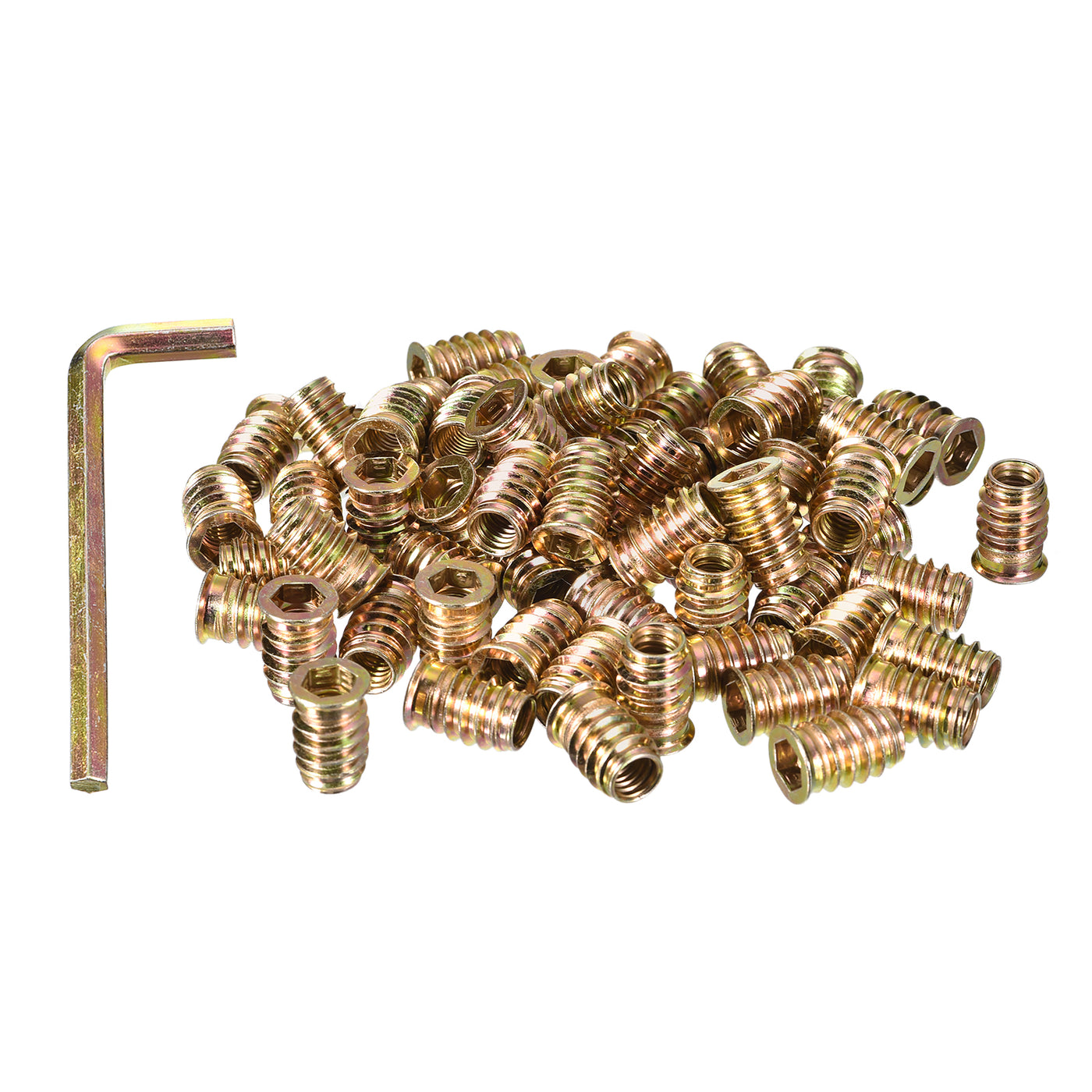 uxcell Uxcell Threaded Inserts Nuts Threaded Inserts for Wood Furniture, Wood Insert Nuts with Hex Wrench