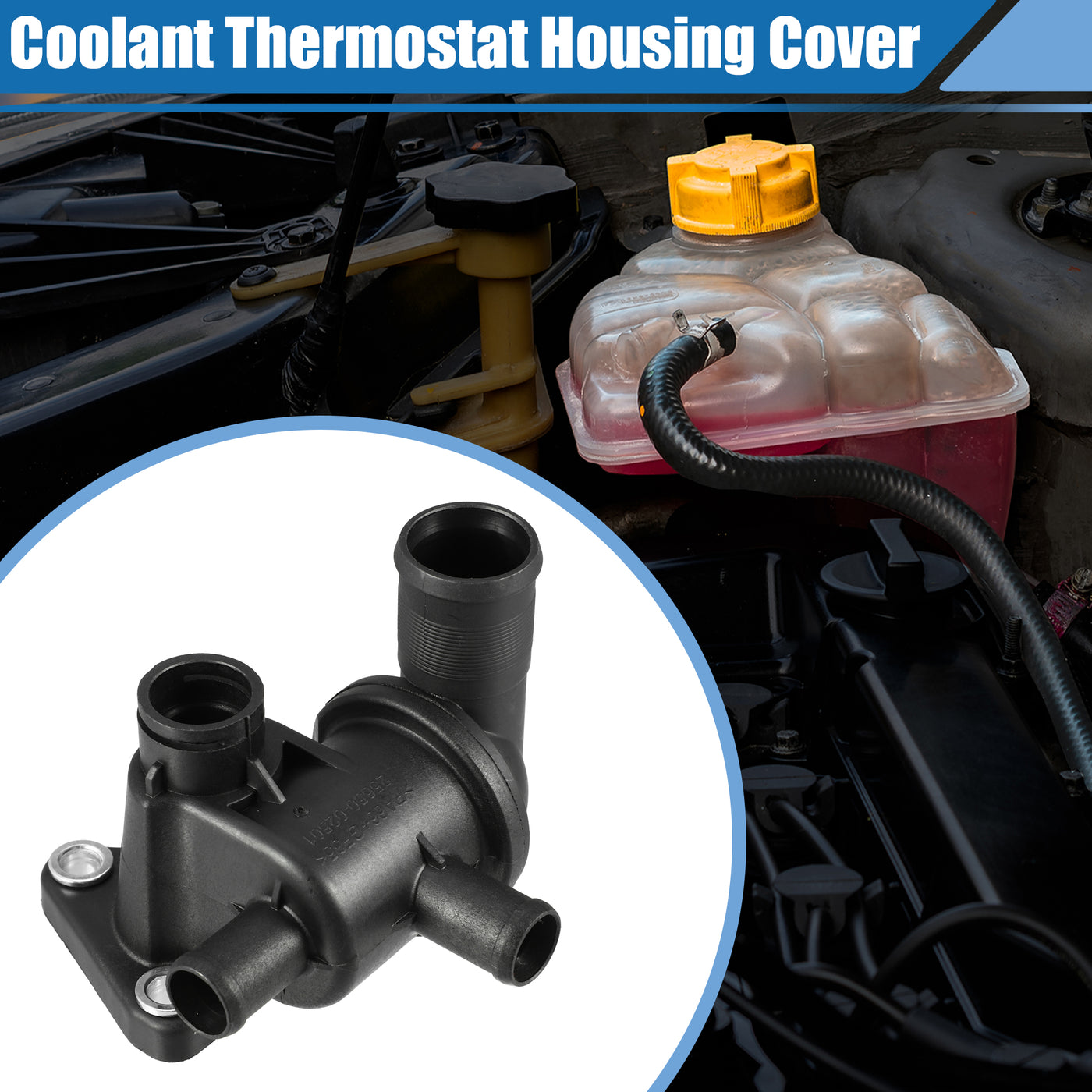 A ABSOPRO Coolant Thermostat Housing Cover No.2565002501 for Kia Picanto SA 2004-2010 Plastic Black