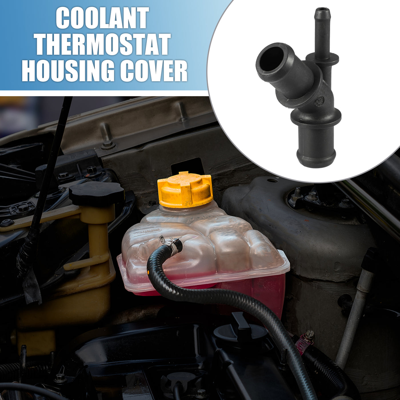 A ABSOPRO Coolant Thermostat Housing Cover No.1J0121087D for AUDI for SEAT for SKODA for VW Plastic Black