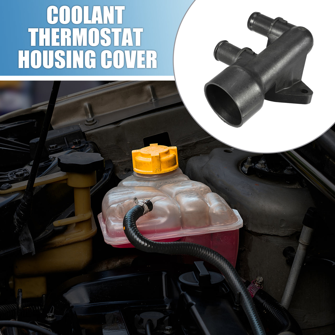 A ABSOPRO Coolant Thermostat Housing Cover N.1336N8 for Peugeot 206 306 Expert Partne Plastic Black
