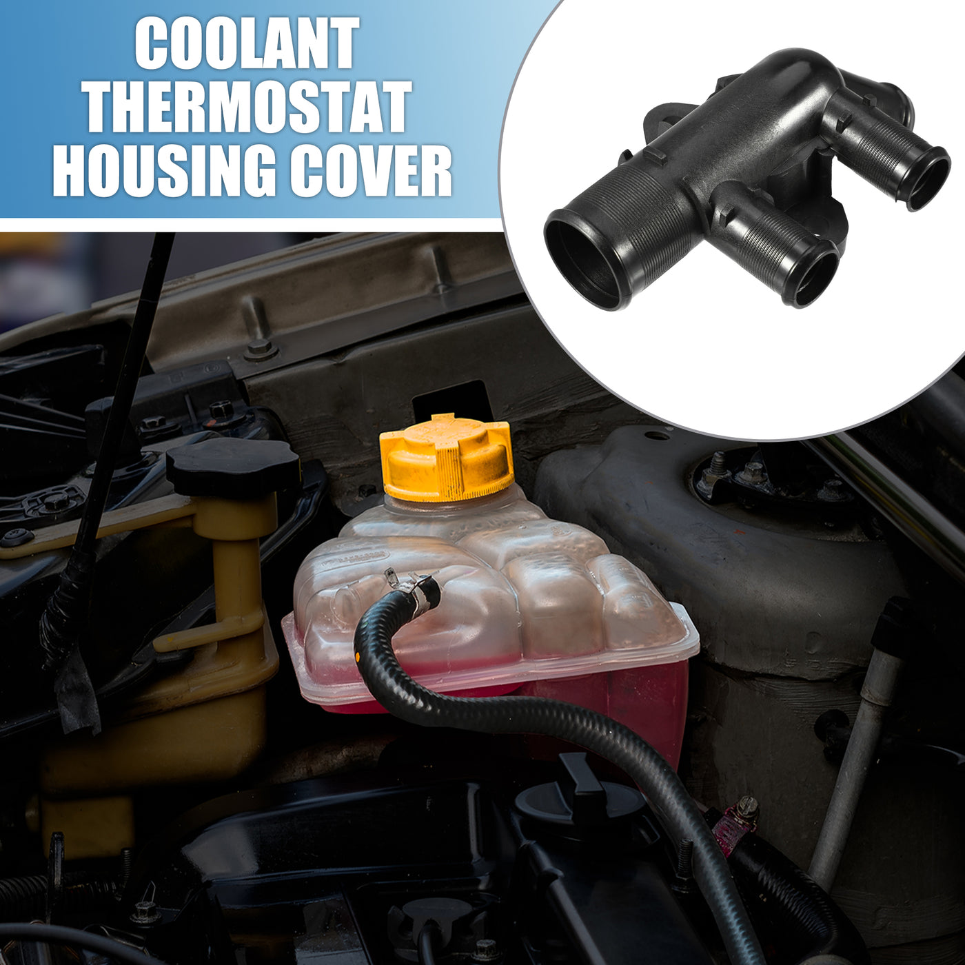 A ABSOPRO Coolant Thermostat Housing Cover No.1336G4 for Peugeot 306 405 406 806 Plastic Black