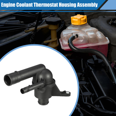 Harfington Car Engine Coolant Thermostat Housing Assembly No.0K9BV1507XF for Carnival Sedona 1998-2005 2.5L Plastic Black