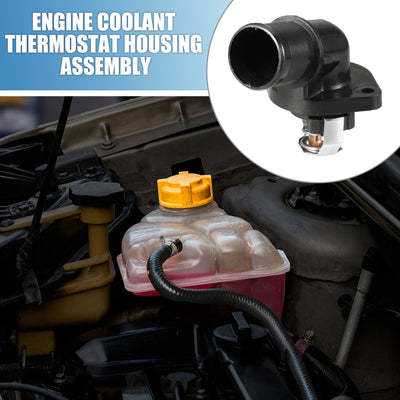 Harfington Car Engine Coolant Thermostat Housing Assembly No.1336Q2 for Peugeot 1007 306 106 Plastic Black