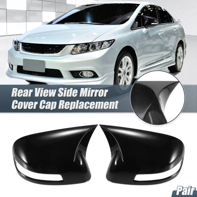 Harfington 1 Pair Car Rear View Driver Passenger Side Mirror Cover Cap Overlay Gloss Black for Honda Civic 9th Gen 2012 2013 2014 2015 for Models with Turn Signal Light