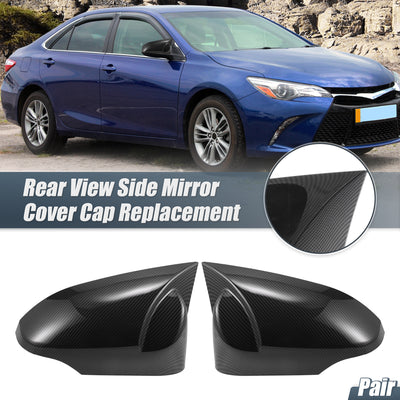 Harfington Pair Car Rear View Driver Passenger Side Mirror Cover Cap Overlay Black Carbon Fiber Pattern for Toyota Camry Venza Avalon Corolla Yaris Mirror Guard Covers Exterior Decoration