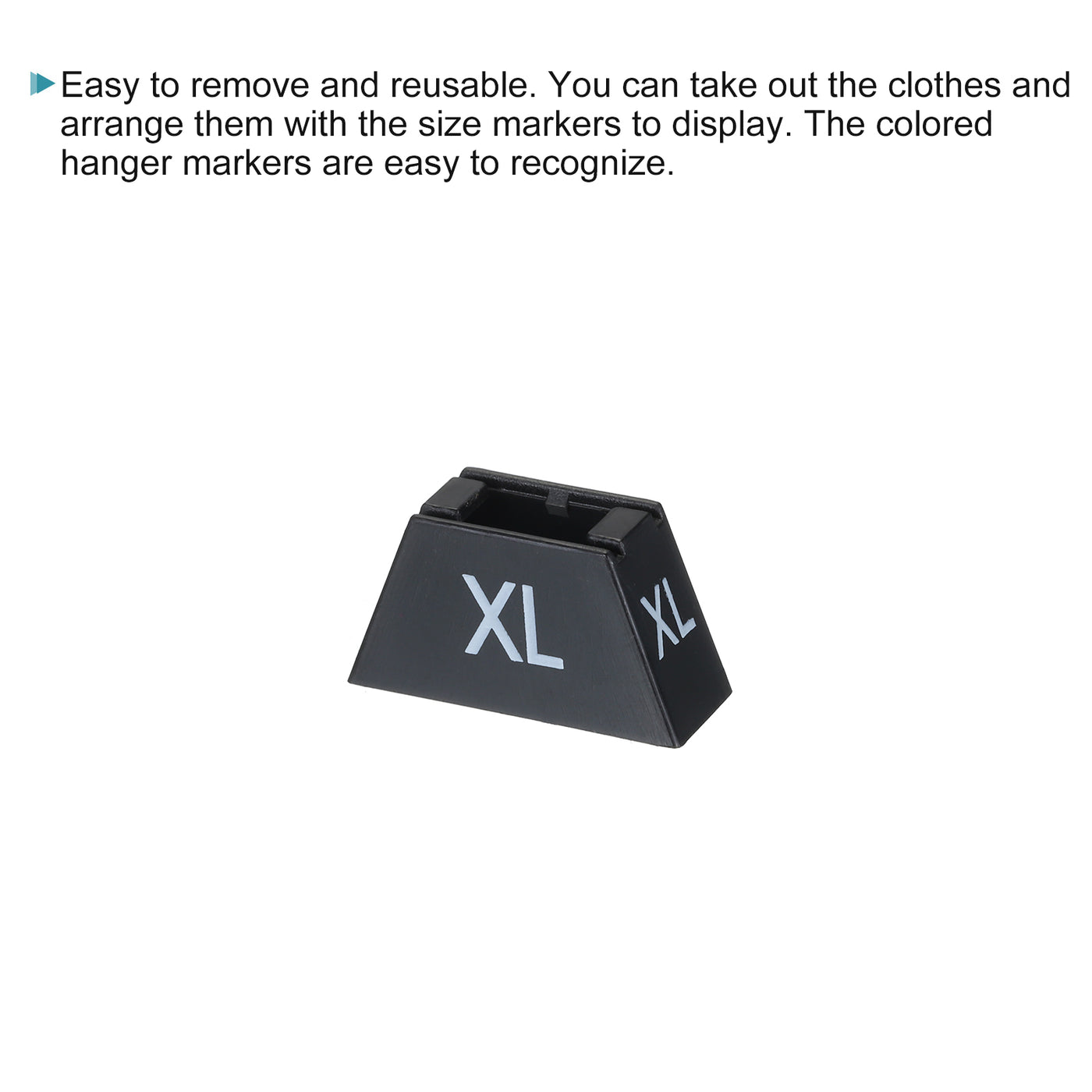 Harfington Clothes Hanger Marker XL Size Tag White Letter on Black Trapezoid for Garment Clothing Color Coding, Pack of 100
