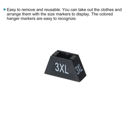 Harfington Clothes Hanger Marker 3XL Size Tag White Letter on Black Trapezoid for Garment Clothing Color Coding, Pack of 100