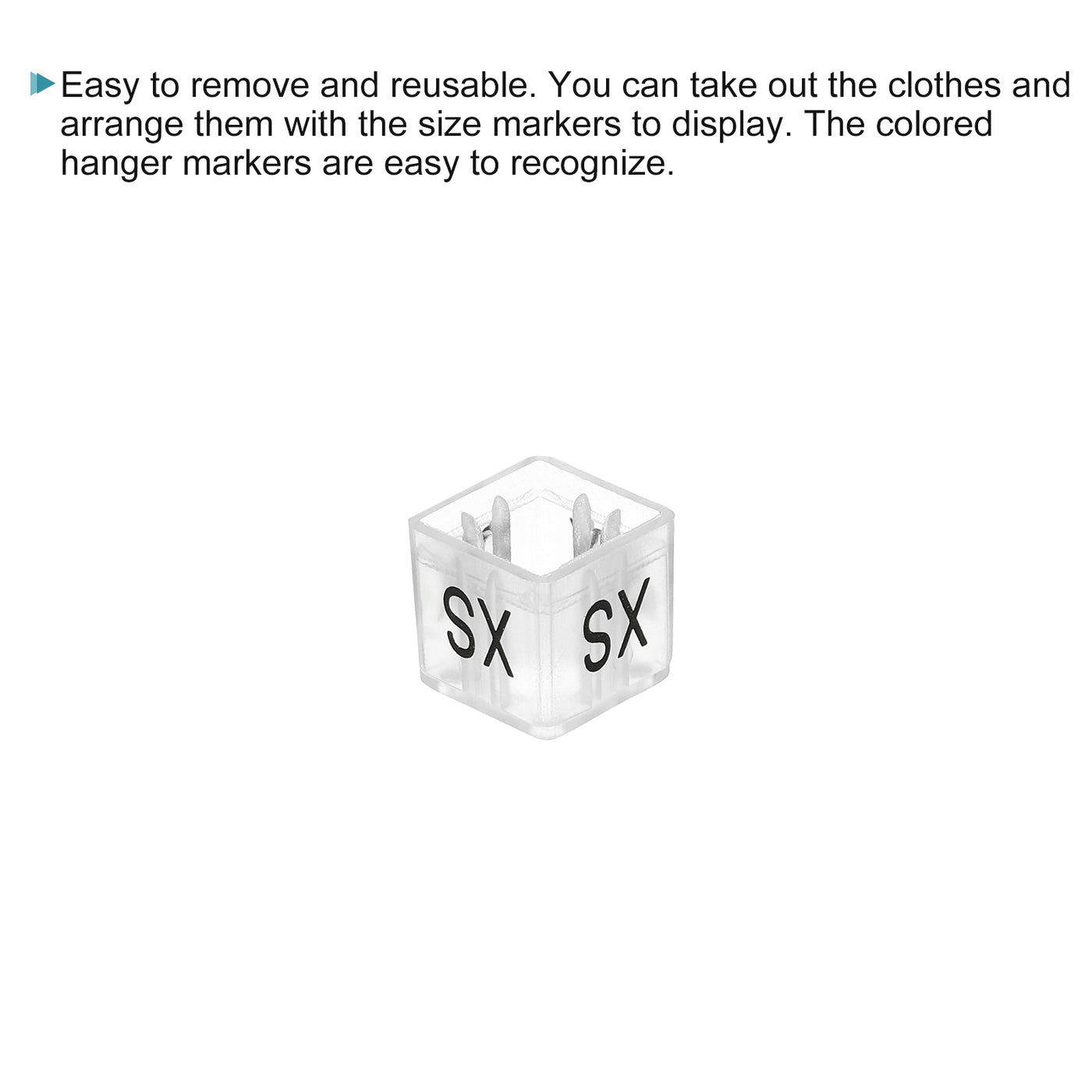 Harfington Clothes Hanger Marker XS Size Tag Fit 0.24 Inch Rod Black Letter on Clear Square for Garment Clothing Color Coding, Pack of 100