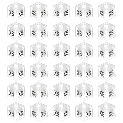 Harfington Clothes Hanger Marker XS Size Tag Fit 0.24 Inch Rod Black Letter on Clear Square for Garment Clothing Color Coding, Pack of 100