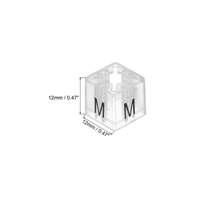 Harfington Clothes Hanger Marker M Size Tag Fit 0.24 Inch Rod Black Letter on Clear Square for Garment Clothing Color Coding, Pack of 100