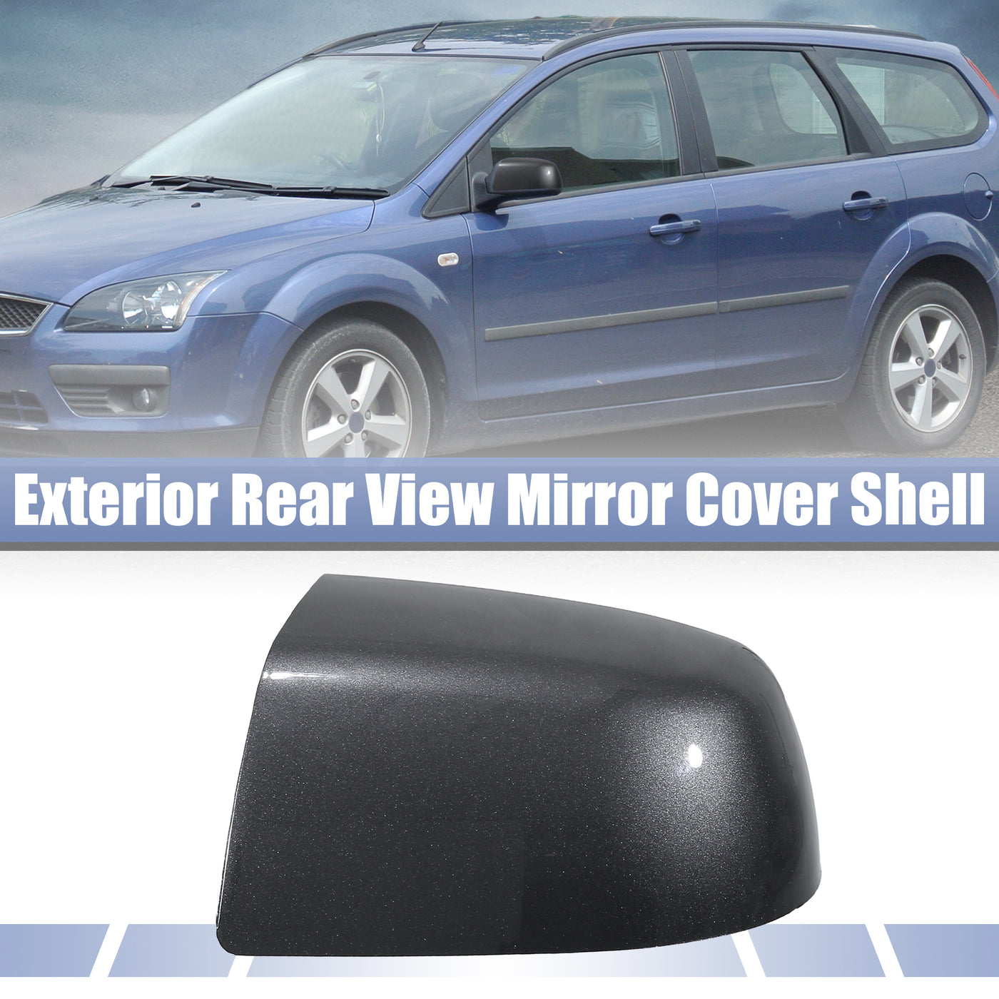 ACROPIX Front Left Car Exterior Rear View Mirror Cover Shell Trim Dark Gray Fit for Ford Focus Mk2 2005-2007 - Pack of 1
