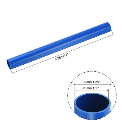 Harfington PVC Rigid Round Pipe 28mm ID 32mm OD 350mm Blue High Impact for Water Pipe Crafts Cable Sleeve