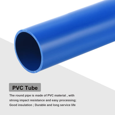 Harfington PVC Rigid Round Pipe 28mm ID 32mm OD 350mm Blue High Impact for Water Pipe Crafts Cable Sleeve