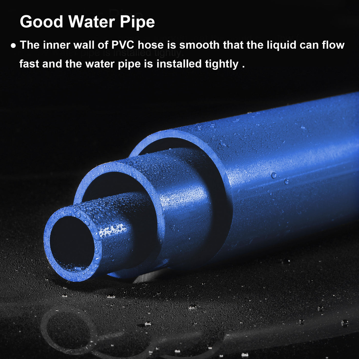 Harfington PVC Rigid Round Pipe 67.8mm ID 75mm(3 Inch) OD 350mm Blue High Impact for Water Pipe Crafts Cable Sleeve