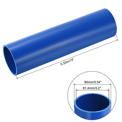 Harfington PVC Rigid Round Pipe 81.4mm ID 90mm OD 330mm Blue High Impact for Water Pipe Crafts Cable Sleeve