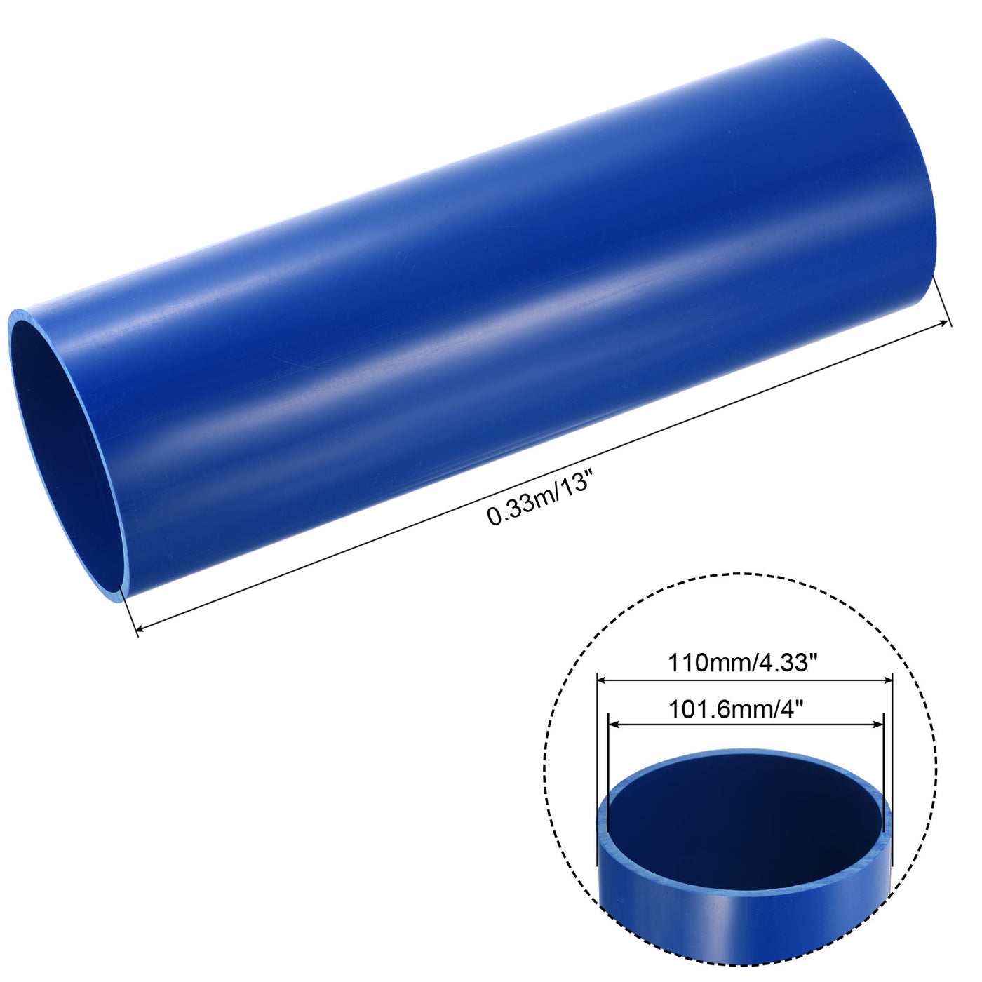 Harfington PVC Rigid Round Pipe 101.6mm(4 Inch) ID 110mm OD 330mm Blue High Impact for Water Pipe Crafts Cable Sleeve