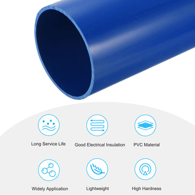 Harfington PVC Rigid Round Pipe 101.6mm(4 Inch) ID 110mm OD 330mm Blue High Impact for Water Pipe Crafts Cable Sleeve