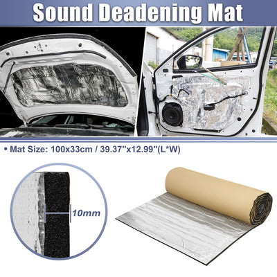 Harfington 394mil 10mm 3.55sqft Car Sound Deadening Mat Glassfiber Closed Cell Foam Heat Shield Material Damping Self Adhesive Universal for Hood Fender and Boat Engine Cover 39.37"x12.99"