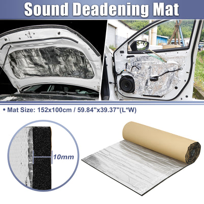 Harfington 394mil 10mm 16.36sqft Car Sound Deadening Mat Glassfiber Closed Cell Foam Heat Shield Material Damping Self Adhesive Universal for Hood Fender and Boat Engine Cover 59.84"x39.37"