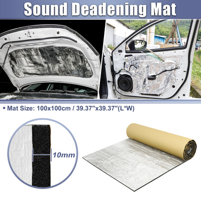 Harfington 394mil 10mm 10.76sqft Car Sound Deadening Mat Aluminum Closed Cell Foam Heat Shield Material Damping Self Adhesive Universal for Hood Fender and Boat Engine Cover 39.37"x39.37"