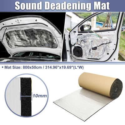 Harfington 394mil 10mm 43.05sqft Car Sound Deadening Mat Aluminum Foil Closed Cell Foam Heat Shield Material Self Adhesive Universal for Hood Fender and Boat Engine Cover 314.96"x19.69"