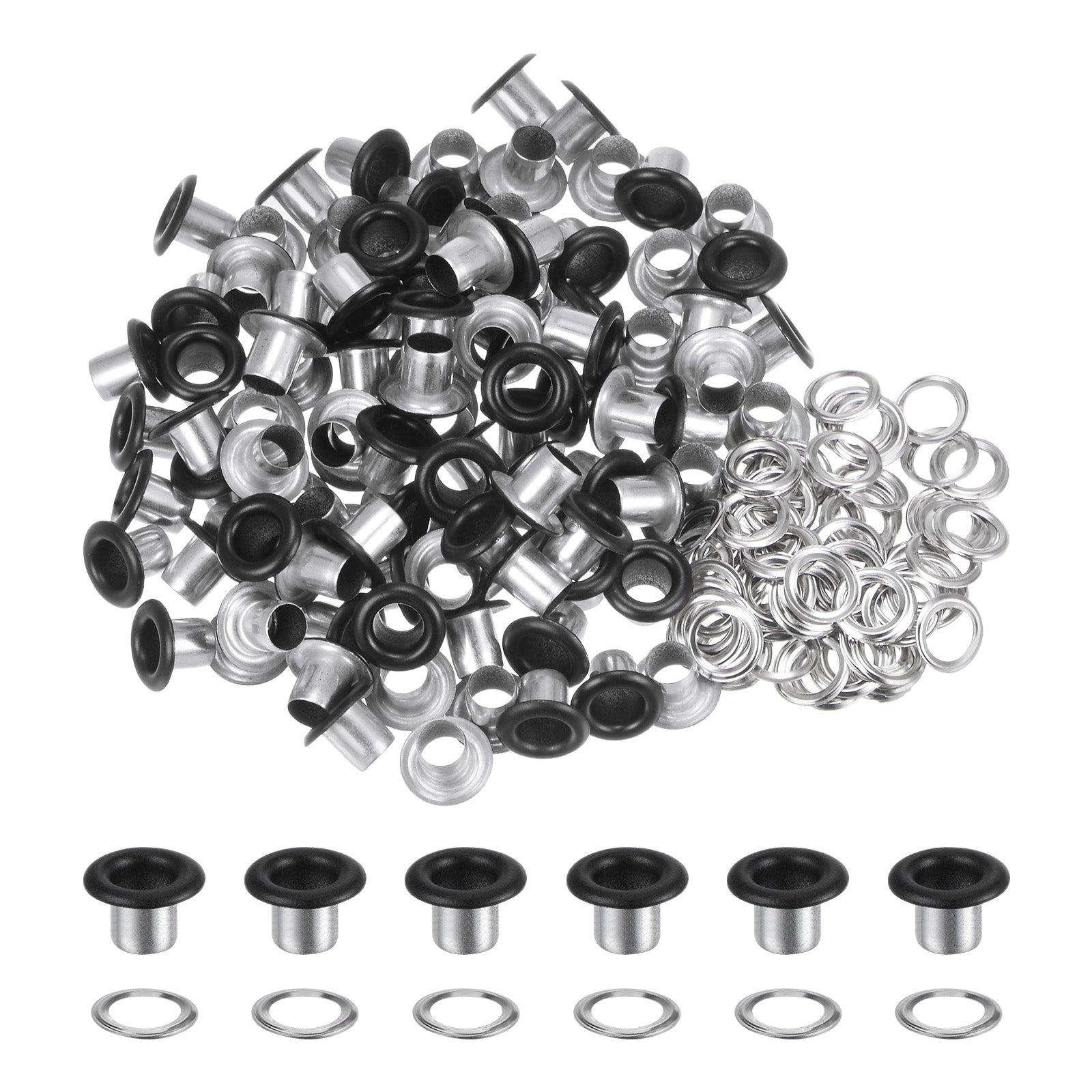 100PCS Grommets Eyelets 1/5 Inch (5mm) ID Hole Metal Self Backing ...