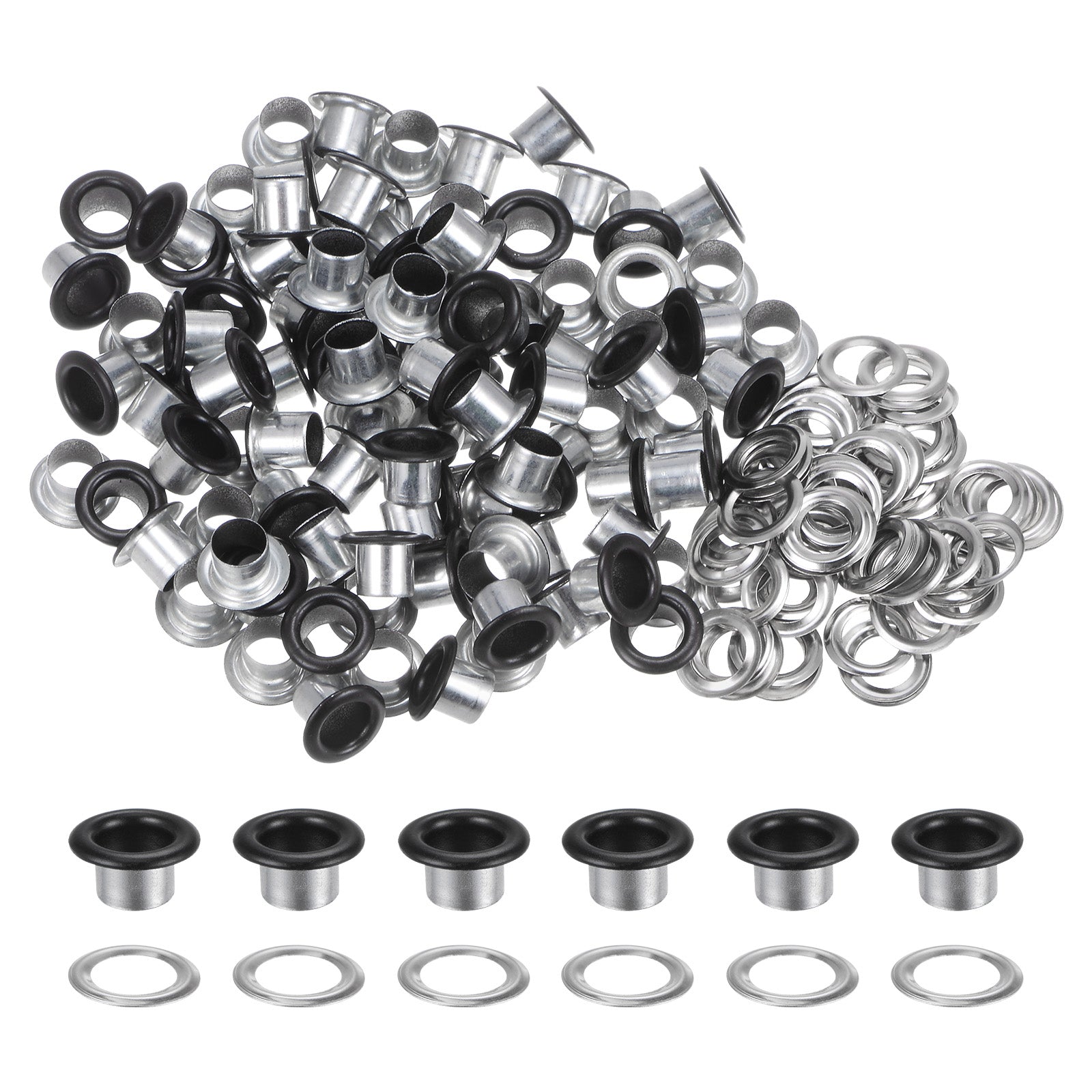 100PCS Grommets Eyelets 1/4 Inch (6mm) ID Hole Metal Self Backing ...