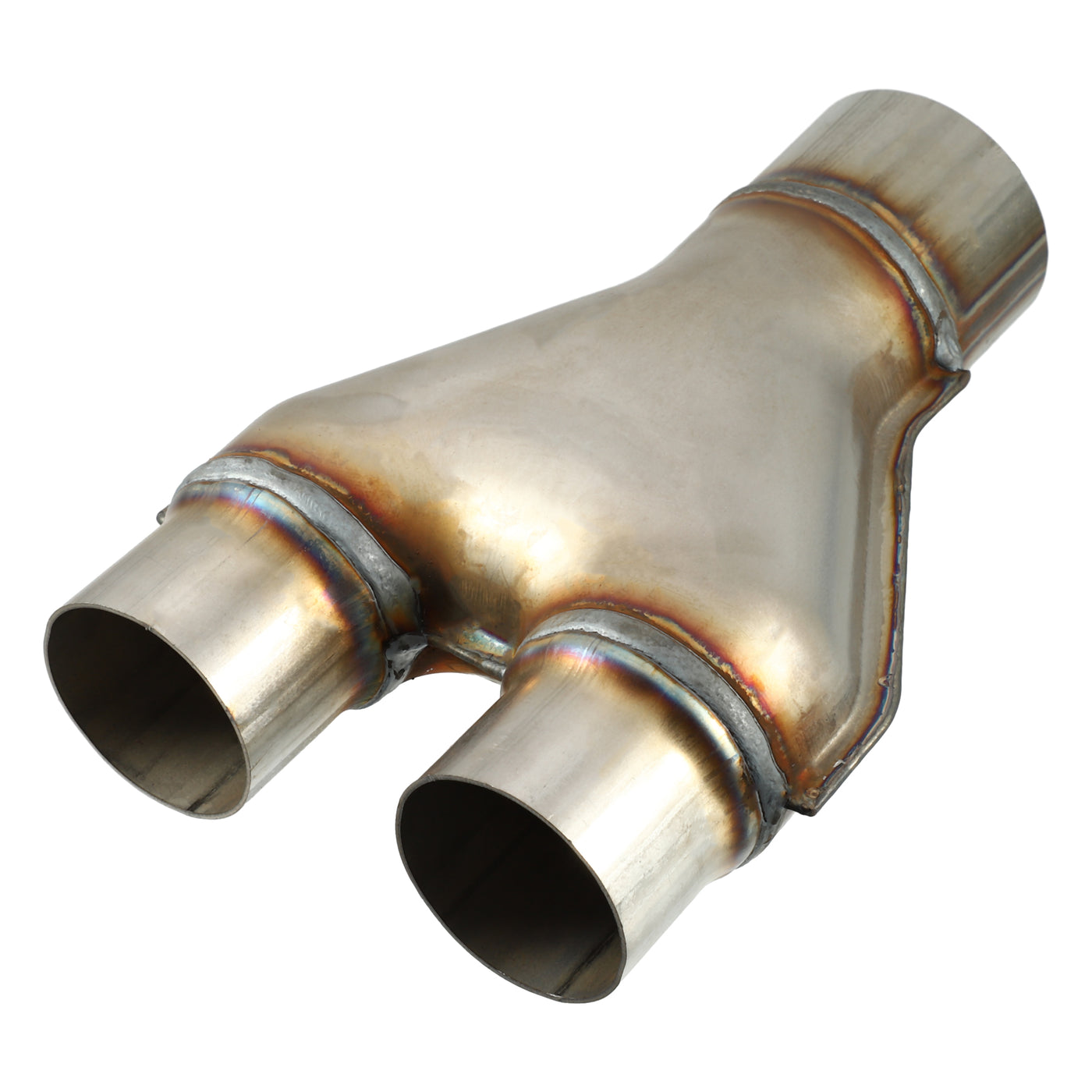 A ABSOPRO Y Pipe Exhaust Tube Adapter Connector Durable 2.75" ID Single to 2.25" ID Dual Exhaust Adapter Connector 10 Inch Overall Length T409 Stainless Steel Silver Tone