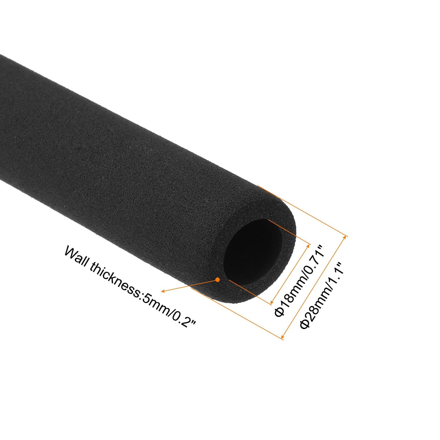 uxcell Uxcell Pipe Insulation Tube Foam Tubing for Handle Grip Support 18mm ID 28mm OD 200mm Heat Preservation Black