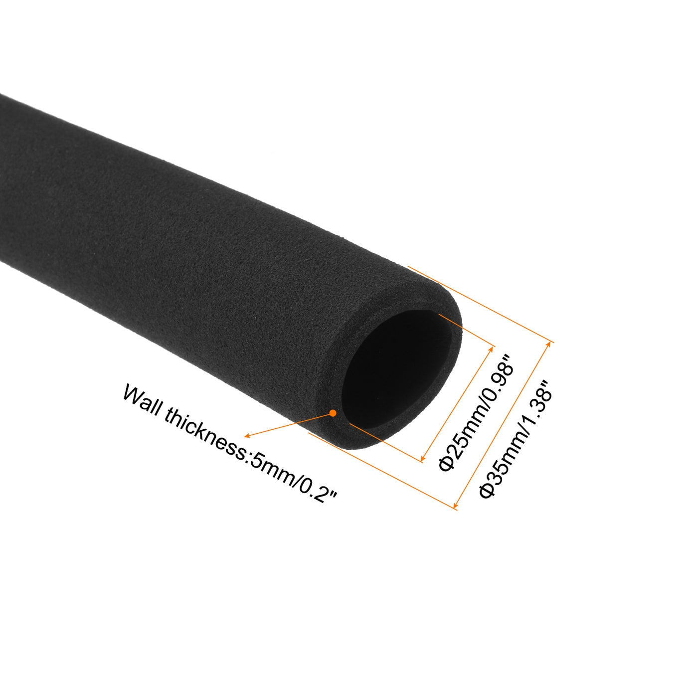uxcell Uxcell Pipe Insulation Tube Foam Tubing for Handle Grip Support 25mm ID 35mm OD 195mm Heat Preservation Black